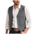 thumbnail image 1 of TOWED22 Men's Cowboy Suede Leather Vest Western Vest Cowhide Suede Waistcoat Men Vests(Grey,S), 1 of 9