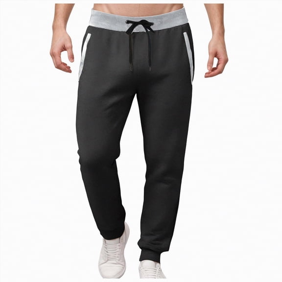 TOWED22 Men's Fleece Cargo Sweatpants Casual Cotton Tapered Drawstring Athletic Workout Joggers Sweat Pants with Pockets(Black,XL)