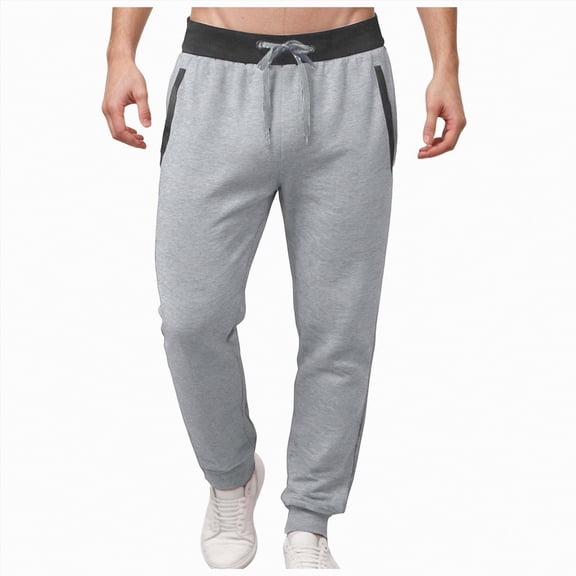 TOWED22 Men's Fleece Cargo Sweatpants Casual Cotton Tapered Drawstring Athletic Workout Joggers Sweat Pants with Pockets(Grey,XL)