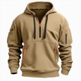 thumbnail image 1 of TOWED22 Men's Fleece Hoodie Casual Long Sleeve 1/4 Zipper Pullover Sweatshirts(Khaki,XL), 1 of 8