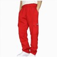 thumbnail image 1 of TOWED22 Men's Fleece Lined Sweatpants Open Bottom Straight Leg Sweat Pants for Mens Loose Fit Joggers Sweatpants with Pockets(Red,3XL), 1 of 4