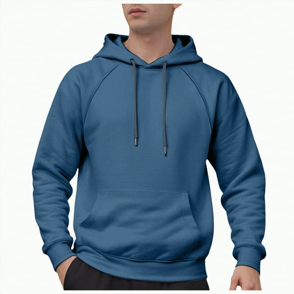 TOWED22 Men's Fleece Pullover Hoodie Loose Fit Soft Hooded Sweatshirt With Pockets(Light Blue,S)