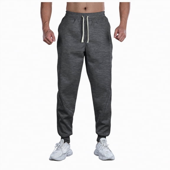 TOWED22 Men's Fleece Sweatpants Elastic Bottom Joggers for Men Gym Workout Pants(Grey,L)