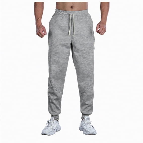 TOWED22 Men's Fleece Sweatpants Elastic Bottom Joggers for Men Gym Workout Pants(Light Gray,XL)