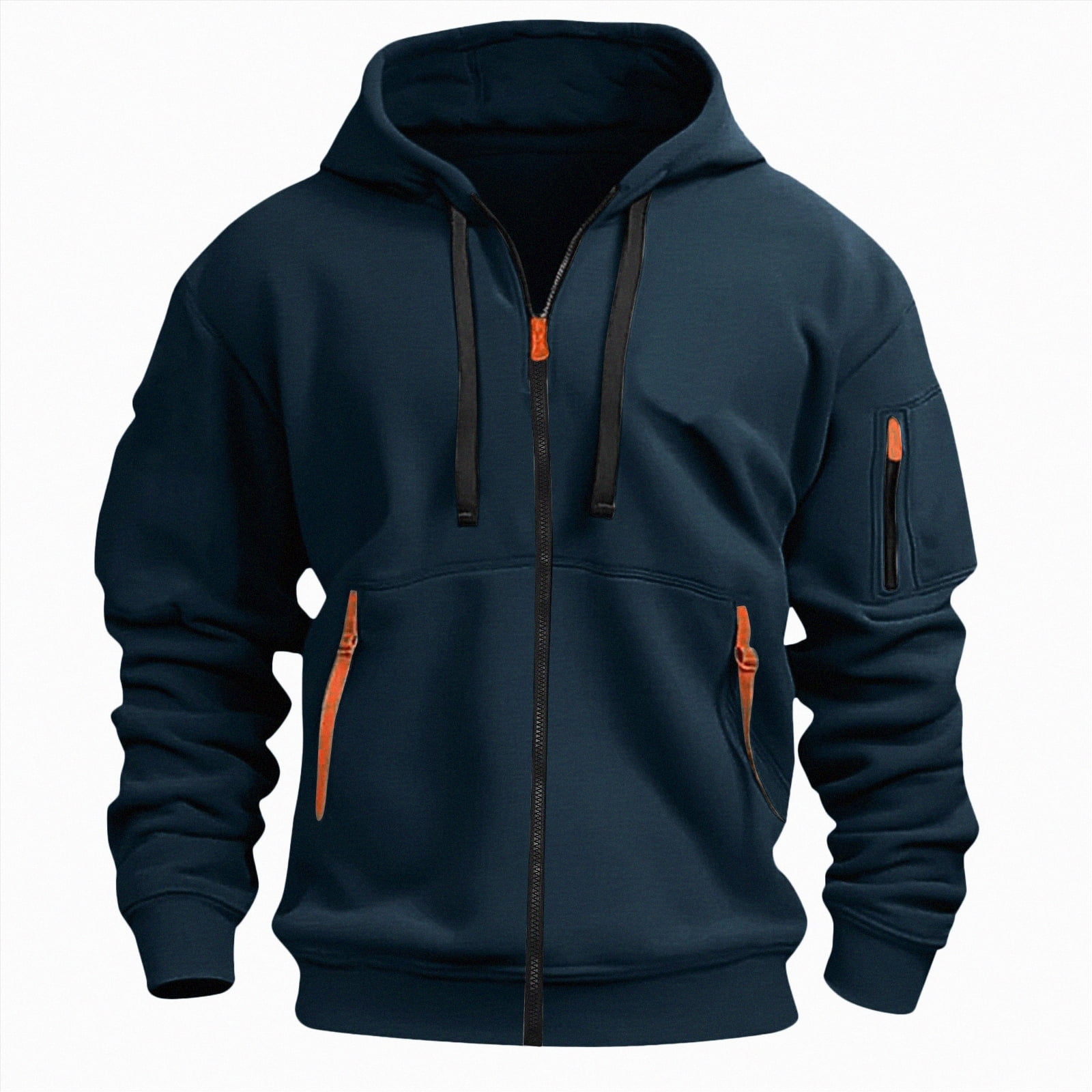 TOWED22 Men's Full Zip Fleece Hoodie zippered Color Block hooded slim Fit Long Sleeve Lightweight Sweatshirt(Blue,M)