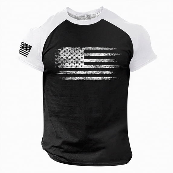TOWED22 Men's Graphic Tees American Flag Patriotic T-Shirts Short Sleeve 4th of July Shirt Crewneck Summer Workout Tops Black,L
