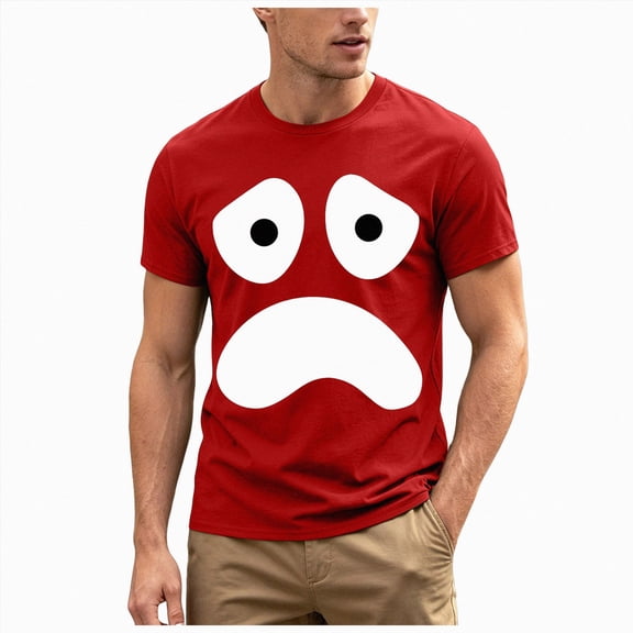 TOWED22 Men's Halloween Graphic Tee Funny Crewneck T-Shirts, Loose Fit Short Sleeve Novelty Top, Casual Halloween Shirt(H167-Red,S)