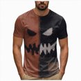 thumbnail image 1 of TOWED22 Men's Halloween Shirts Short Sleeve Halloween Tees Crewneck Print Halloween Tshirts Casual Holiday Halloween Tops(H160-Brown,L), 1 of 9