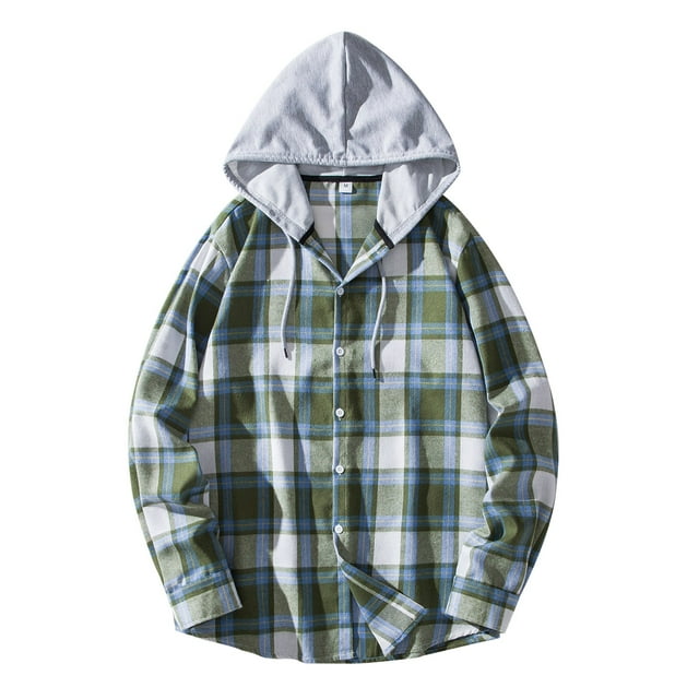 TOWED22 Men's Hooded Flannel Shirts Jackets Long Sleeve Lightweight ...