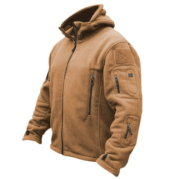 TOWED22 Men's Hoodie Jacket Zip-Pockets Warm Winter Jacket Khaki,3XL