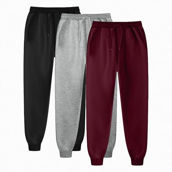 TOWED22 Men's Jogger Sweatpants Workout Lounge Casual Jogger Fleece Sweat Pants with Pockets(Wine,L)