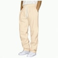 thumbnail image 1 of TOWED22 Men's Lightweight Mesh Sweatpants Loose Fit Open Bottom Athletic Workout Gym Pants with Pockets(Beige,L), 1 of 5