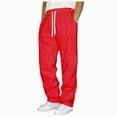 thumbnail image 1 of TOWED22 Men's Lightweight Mesh Sweatpants Loose Fit Open Bottom Athletic Workout Gym Pants with Pockets(Red,XXL), 1 of 5