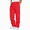 thumbnail image 1 of TOWED22 Men's Lightweight Sweatpants Open Bottom Sweat Pants for Men Straight Leg Gym Sweatpants Lounge Pants with Pockets(RD2,M), 1 of 4