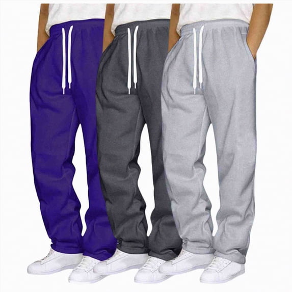 TOWED22 Men's Lightweight Sweatpants with Pockets Open Bottom Athletic Pants for Workout,Jogging,Gym,Running,Training(Dark Purple,M)
