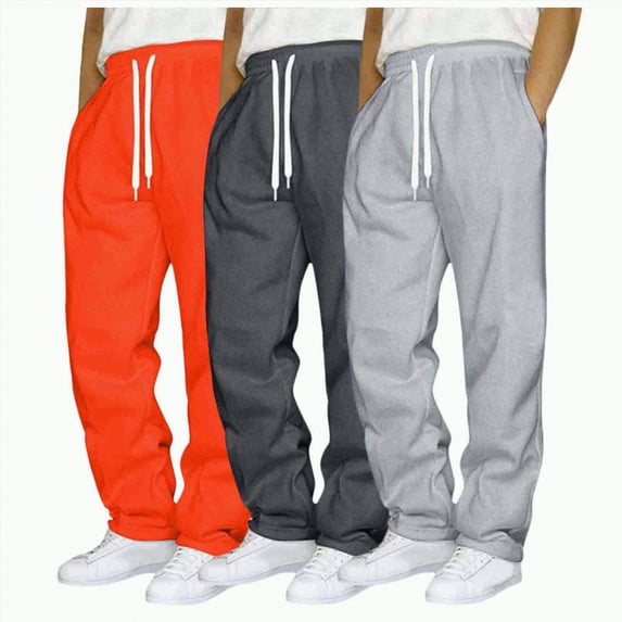 TOWED22 Men's Lightweight Sweatpants with Pockets Open Bottom Athletic Pants for Workout,Jogging,Gym,Running,Training(Orange,M)
