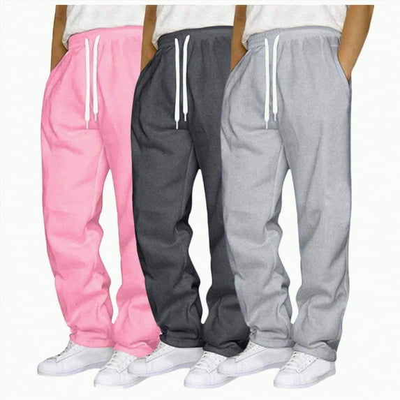 TOWED22 Men's Lightweight Sweatpants with Pockets Open Bottom Athletic Pants for Workout,Jogging,Gym,Running,Training(Pink,S)