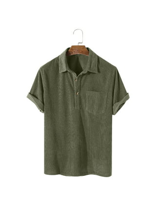 Men's V-neck, Plaid Shirt, Polo Shirts, Green Polo