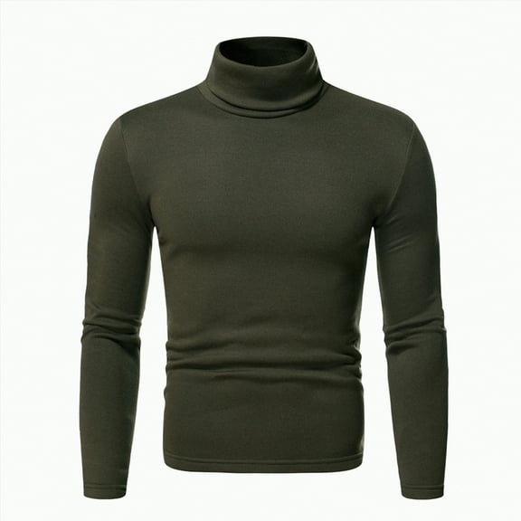 TOWED22 Men's Ribbed Turtleneck Slim Fit Pullover Casual Long Sleeves Basic Top(Green,M)