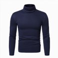 thumbnail image 1 of TOWED22 Men's Ribbed Turtleneck Slim Fit Pullover Casual Long Sleeves Basic Top(Navy,M), 1 of 7