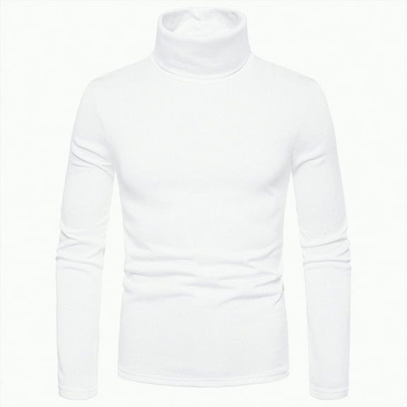 TOWED22 Men's Ribbed Turtleneck Slim Fit Pullover Casual Long Sleeves Basic Top(White,XL)