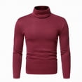 thumbnail image 1 of TOWED22 Men's Ribbed Turtleneck Slim Fit Pullover Casual Long Sleeves Basic Top(Wine,XL), 1 of 7