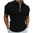 thumbnail image 1 of TOWED22 Men's Short Sleeve Polo Shirts Casual Slim Fit Button Plaid Polo T Shirts(Black,3XL), 1 of 5