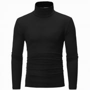 TOWED22 Mens Slim Fit Lightweight Long Sleeve Knitted Pullover Top Turtleneck Sweater T-ShirtBlack,XXL