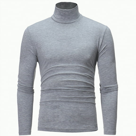 TOWED22 Men's Slim Fit Lightweight Long Sleeve Knitted Pullover Top Turtleneck Sweater T-Shirt(Grey,XXL)