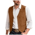 thumbnail image 1 of TOWED22 Men's Suede Leather Vest Cowboy Western Waistcoat Casual Slim Fit Suit Vest(Brown,XXXL), 1 of 9