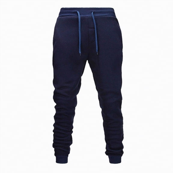 TOWED22 Men's Sweatpants Fleece Joggers Elastic Bottom Pants with Pockets Tapered Athletic Elastic Drawstring Sweatpants for Men(Navy,L)