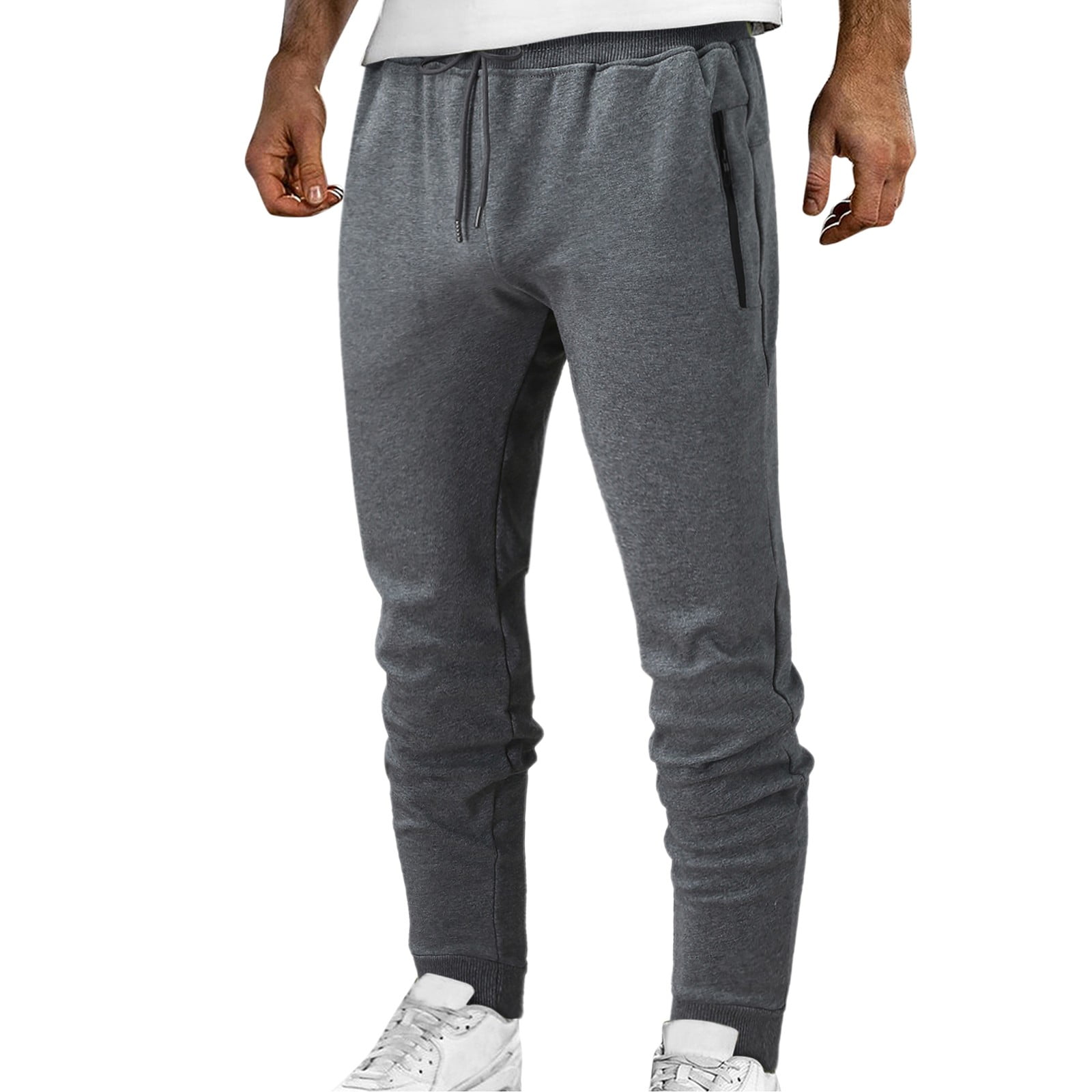 FEDTOSING Men's Long Workout Pants Sports Casual Relaxed Fit Sweat Pants  Warm Up Elastic Waist with Zipper Pockets Black Grey S : :  Fashion