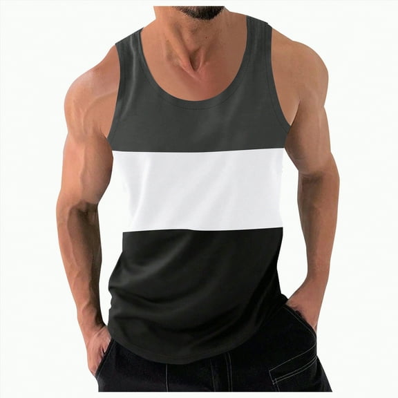 TOWED22 Men's Tank Tops Swim Beach Sleeveless Shirt Gym Workout Stringer Muscle Tank Top Big and Tall(Grey,XL)