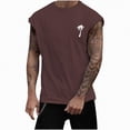 thumbnail image 1 of TOWED22 Men's Workout Tank Tops Sports Training Sleeveless Gym Hoodies Bodybuilding Cut Off Muscle Shirts(Brown,L), 1 of 4