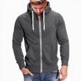 thumbnail image 1 of TOWED22 Men's Zip Up Fleece Hoodie Lightweight Sweatshirt Long Sleeve Sports Hooded Jacket with Zipper Pockets(Dark Gray,XL), 1 of 4
