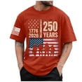 thumbnail image 1 of TOWED22 Mens 250th Anniversary USA Tshirt American Flag Shirt Short Sleeve America Crew Neck Tee Patriotic 1776-2026 Shirts(Red,XL), 1 of 5