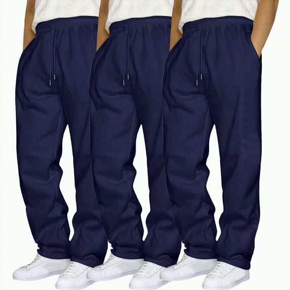 TOWED22 Mens Active Fleece Athletic Sweatpant Basic Running Drawstring Workout Sweat Pants(Navy,L)