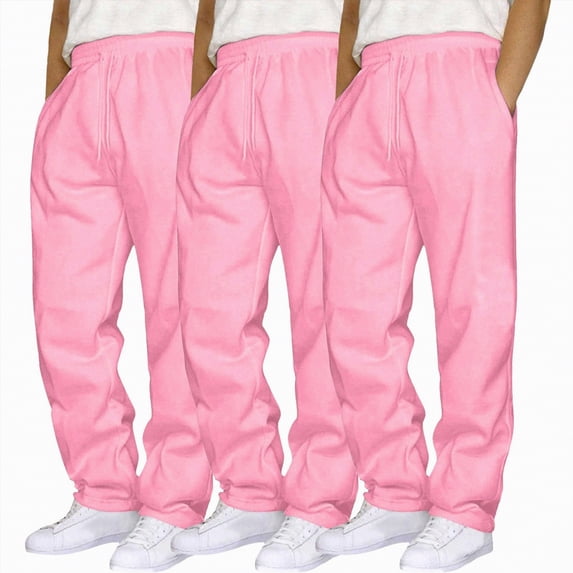 TOWED22 Mens Active Fleece Athletic Sweatpant Basic Running Drawstring Workout Sweat Pants(Pink,S)