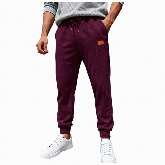 TOWED22 Mens Athletic Sweatpants with Pockets,Workout Gym Joggers Pants for Men Running Jogging Pants(Wine,XL)
