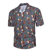TOWED22 Mens Button Up Shirt,Men's Summer Ocean Series Shirt Short Sleeves Button Hawaiian Ocean Series Printed Shirts Black,XL