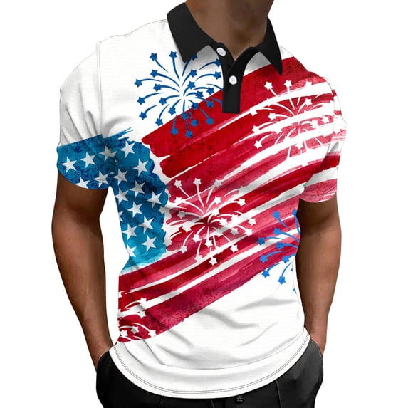 TOWED22 Mens Casual Button Short Sleeve Henley T-Shirts Patriotic Shirts for Men(Red,XL)