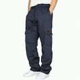 thumbnail image 1 of TOWED22 Mens Fleece Athletic Loose Baggy Sweatpants Drawstring Workout Active Open Bottom Sweat Pants Big and Tall(Navy,L), 1 of 5