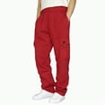 thumbnail image 1 of TOWED22 Mens Fleece Athletic Loose Baggy Sweatpants Drawstring Workout Active Open Bottom Sweat Pants Big and Tall(Red,5XL), 1 of 9