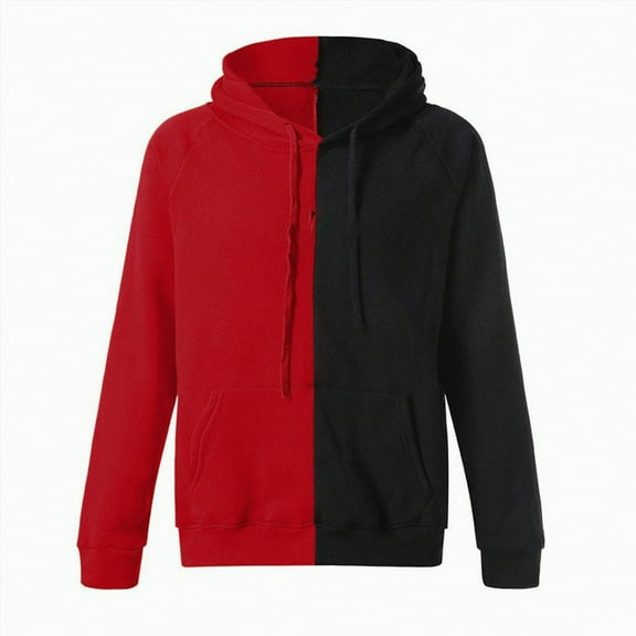 TOWED22 Mens Hoodies Sweatshirts Long Sleeve Fashion Pullover Hoodie with Pocket(Red,5XL)