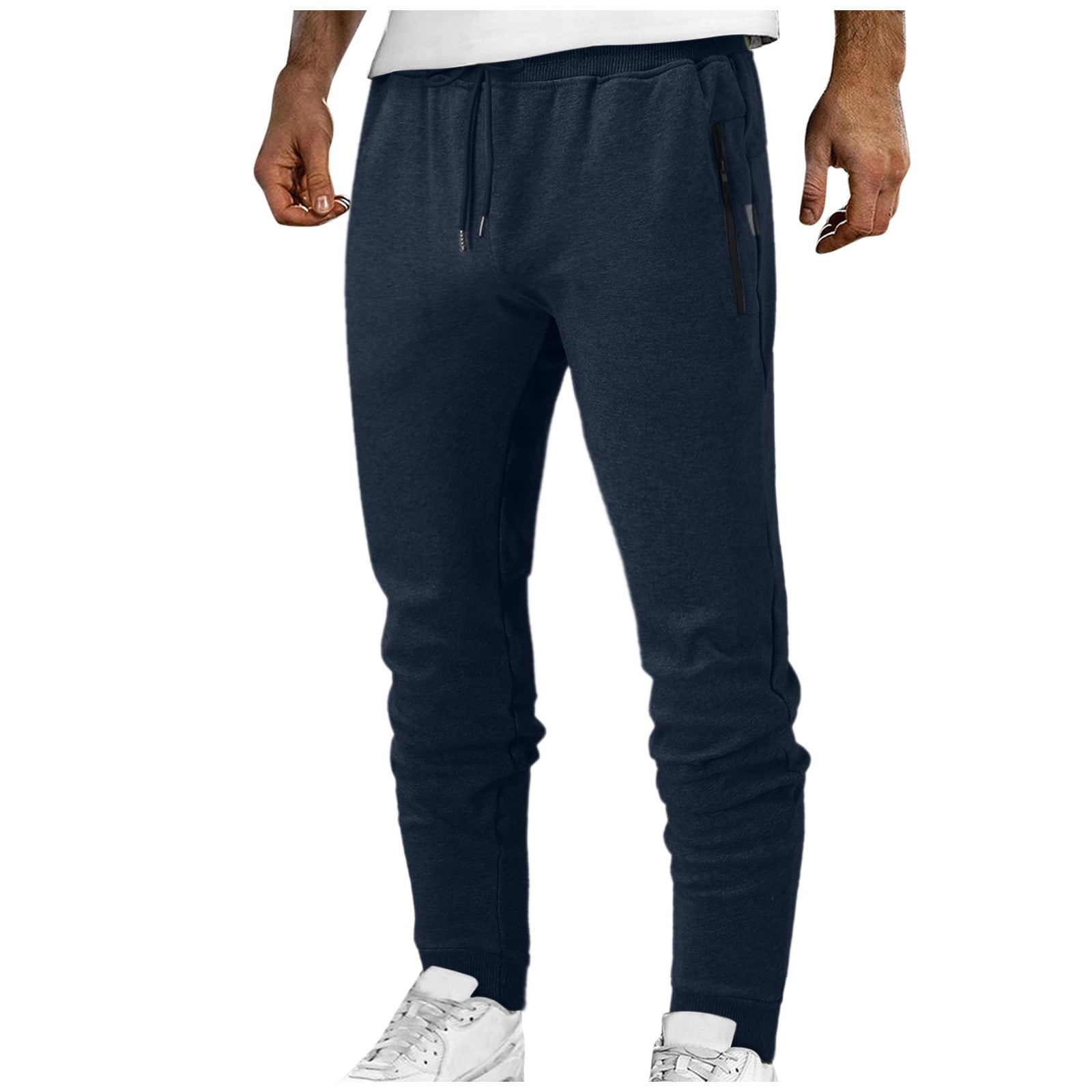 FEDTOSING Men's Long Workout Pants Sports Casual Relaxed Fit Sweat Pants  Warm Up Elastic Waist with Zipper Pockets Black Grey S : :  Fashion
