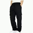 thumbnail image 1 of TOWED22 Mens Open Bottom Sweatpants with Pockets Casual for Men Wide Leg Baggy Lounge Running Sports Sweatpants for Men(Black,3XL), 1 of 4