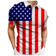 thumbnail image 1 of TOWED22 Mens Polo Shirt 4th of July Male Summer American Flag Printed T Short Sleeve T Shirt T-Shirt Tops(Red,XL), 1 of 3
