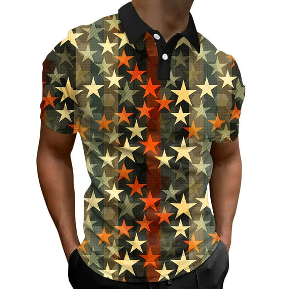 TOWED22 Mens Polo Shirt 4th of July Male Summer Flag Print T Short Sleeve T Shirt T-Shirt Tops(AG,S)