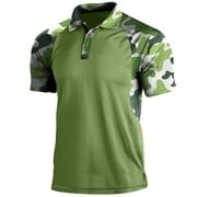 TOWED22 Mens Polo Shirt Men's Golf Polo Shirts Outdoor Pique Performance Short Sleeve Hiking Shirts Green,XL