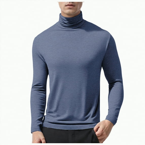 TOWED22 Mens Ribbed Slim Fit Knitted Pullover Casual Turtleneck Sweater(Blue,XXL)